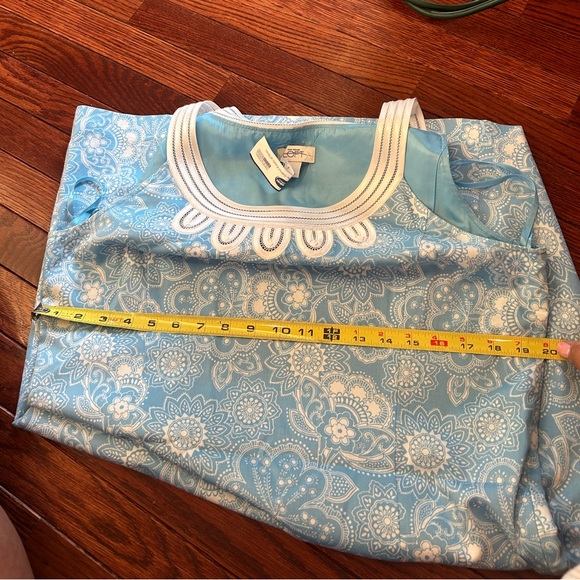 Ann Taylor LOFT Blue & White Floral Lace Trim Sleeveless Shift Dress Size 12 NWT - Picture 13 of 14